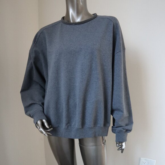 Brunello Cucinelli Monili Sweatshirt Gray Drop Shoulders Relax Cotton Size XXL - Picture 6 of 9